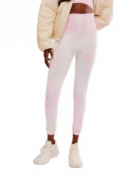 Free People Good Karma Tie Dye Legging In Powder Pink Combo In Burgundy