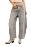 Free People Good Luck Mid Rise Barrel Jeans In Falcon Grey In Gray