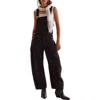 Free People Good Luck Barrel Leg Corduroy Overalls In Black