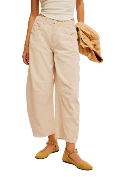 Free People Good Luck Barrel Leg Corduroy Pants In Crystal Grey