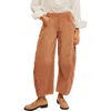 Free People Good Luck Barrel Leg Corduroy Pants In Cypress