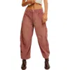 Free People Good Luck Mid-rise Cord Barrel Jeans In Withered Rose In Pink