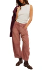 Free People Good Luck Mid-rise Cord Barrel Jeans In Withered Rose In Pink