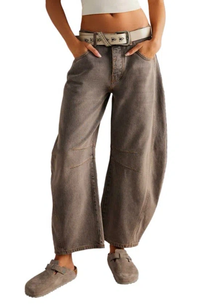 Free People Good Luck Barrel Leg Jeans In Grey