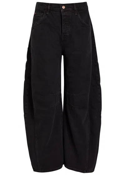 Free People Good Luck Barrel-leg Jeans In Black