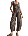 Free People Good Luck Barrel Leg Overalls In Archive Grey