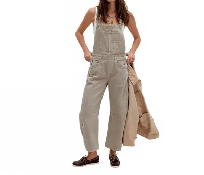 Free People Good Luck Barrel Overalls In Cobblestone
