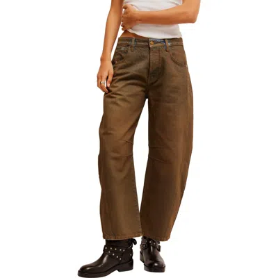 FREE PEOPLE FREE PEOPLE GOOD LUCK COATED HIGH WAIST ANKLE BARREL JEANS