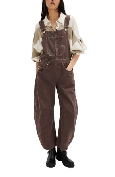 Free People Good Luck Denim Overalls In Brown