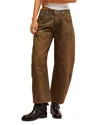 Free People Good Luck Coated High Waist Ankle Barrel Jeans In New Moon