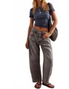 Free People Good Luck Mid-rise Barrel Jean In Grey In Gray