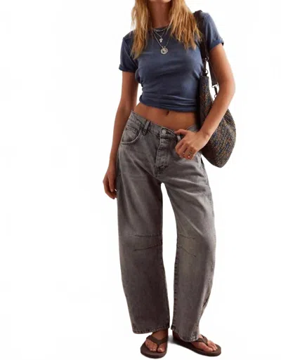 Free People Good Luck Mid-rise Barrel Jean In Grey In Gray