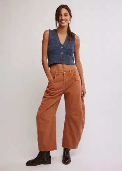 Free People Good Luck Mid-rise Barrel Jeans In Vintage Indigo