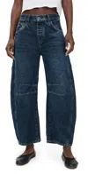 Free People Good Luck Mid Rise Barrel Jeans Deep End In Blue