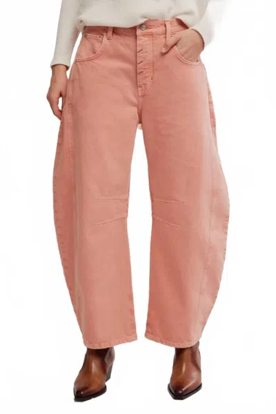 Free People Good Luck Mid Rise Barrel Jeans In Desert Petal In Orange