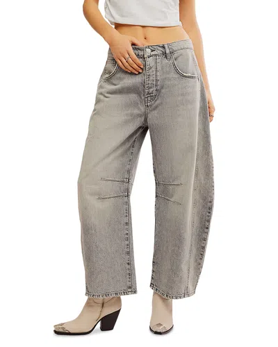 Free People Good Luck Mid Rise Barrel Jeans In Falcon Grey