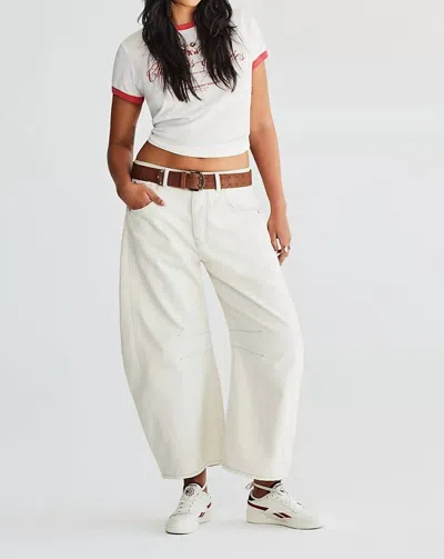 Free People Good Luck Mid-rise Barrel Jeans In Milk In White