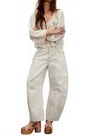 Free People Good Luck Mid Rise Barrel Jeans In Sunsetter In Neutral