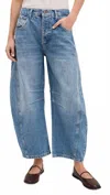 Free People Good Luck Mid-rise Barrel Jeans In Ultra Light Beam In Blue