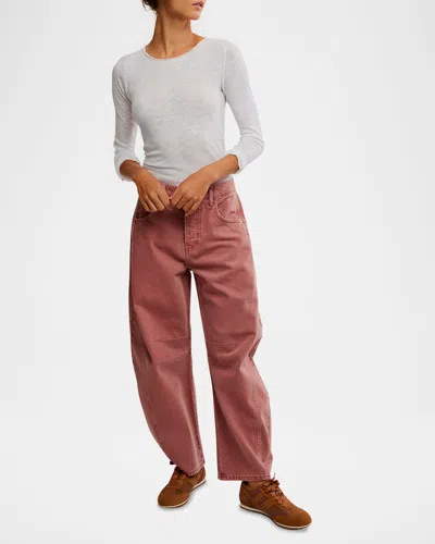 Free People Good Luck Mid-rise Barrel-leg Jeans In Sunsetter