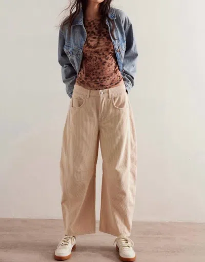Free People Good Luck Mid-rise Cord Barrel Jeans In Crystal Grey