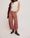 Free People Good Luck Mid-rise Cord Barrel Jeans In Withered Rose In Pink
