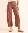 Free People Good Luck Mid-rise Corduroy Barrel Pants In Rose