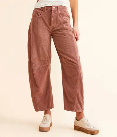 Free People Good Luck Mid-rise Corduroy Barrel Pants In Rose