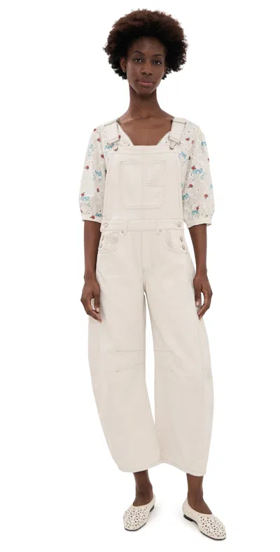 Free People Good Luck Overalls Milk In White