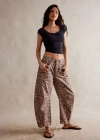 Free People Leopard Print Barrel Leg Jeans