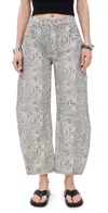 Free People Good Luck Printed Barrel Jeans Snake Combo In Gray