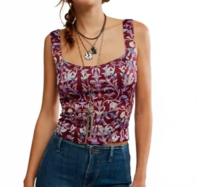 Free People Grace Corset Top In Cabernet Combo In Red