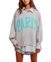 Free People Graphic Camden Long Sleeve Tee In Stone Combo Paris In Gray