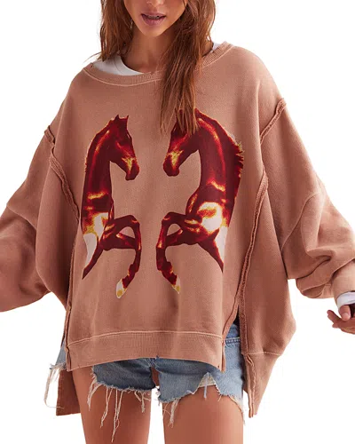 Free People Graphic Camden Sweatshirt In Brown