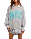 Free People Graphic Camden Long Sleeve Tee In Stone Combo Paris In Gray