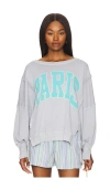 Free People Graphic Camden Sweatshirt In Stone Combo - Paris