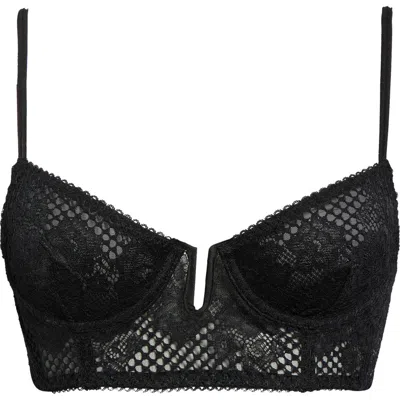 Free People Graphic Edge Demi Longline Bra In Black