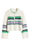 Free People Striped Greta Half Zip Sweater In Sugar Swirl Combo In Sugar Swirl Combo