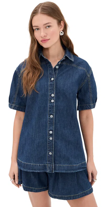 Free People Griselda Denim Button Down And Shorts Set Sea Dream Wash In Blue