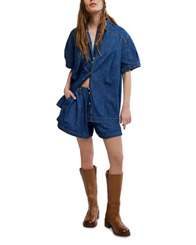 Free People Griselda Shirt & Shorts Set In Blue