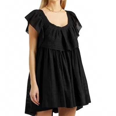 Free People Hailey Ruffle Babydoll Mini Dress In Black