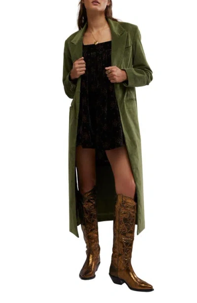 Free People Hailey Velvet Duster In Chives