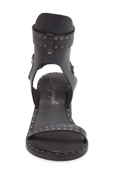 Free People Happiness Block Heel Sandal In Washed Black