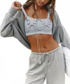 Free People Happiness Runs Floral Bandeau Bra In Arctic Snow In Gray