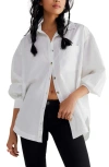 FREE PEOPLE HAPPY HOUR OVERSIZE POPLIN BUTTON-UP SHIRT