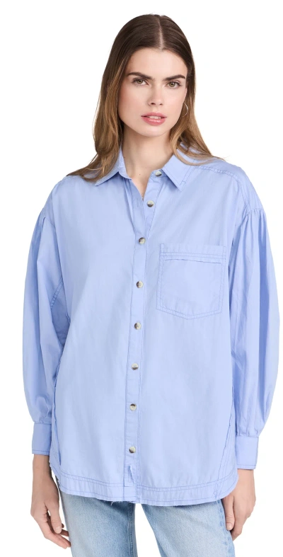 Free People Happy Hour Solid Shirt Serene Cerulean