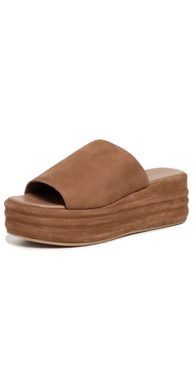 FREE PEOPLE HARBOR FLATFORM SLIDES TAN