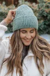 Free People Harbor Marled Ribbed Beanie In Green In Blue