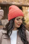Free People Harbor Marled Ribbed Beanie In Red In Pink