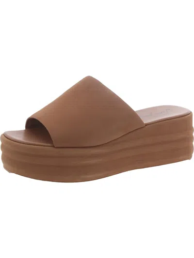 Free People Harbor Womens Leather Boho Slide Sandals In Tan